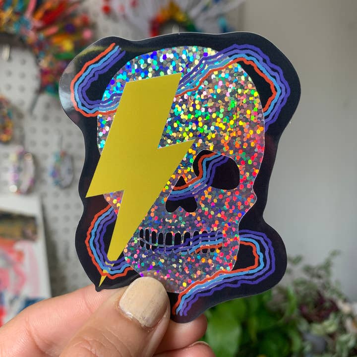 Sticker Skull Lightning pour la vente par Good Letters Design