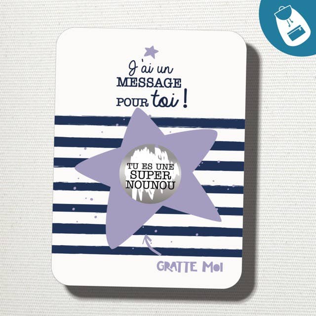 GRATTE MOI papeterie - Wholesale Everyday Greeting Card - “You are a super nanny” scratch card, surprise message
