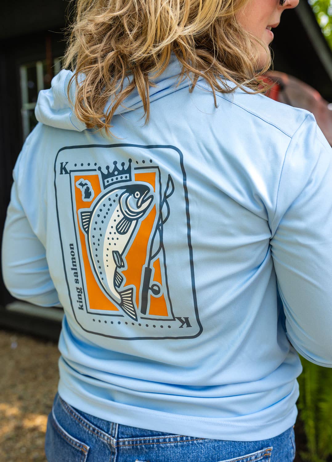 Stuck on Michigan - Vente Sweat à capuche – unisexe - Hoodie de performance Michigan King Salmon UPF 50+6