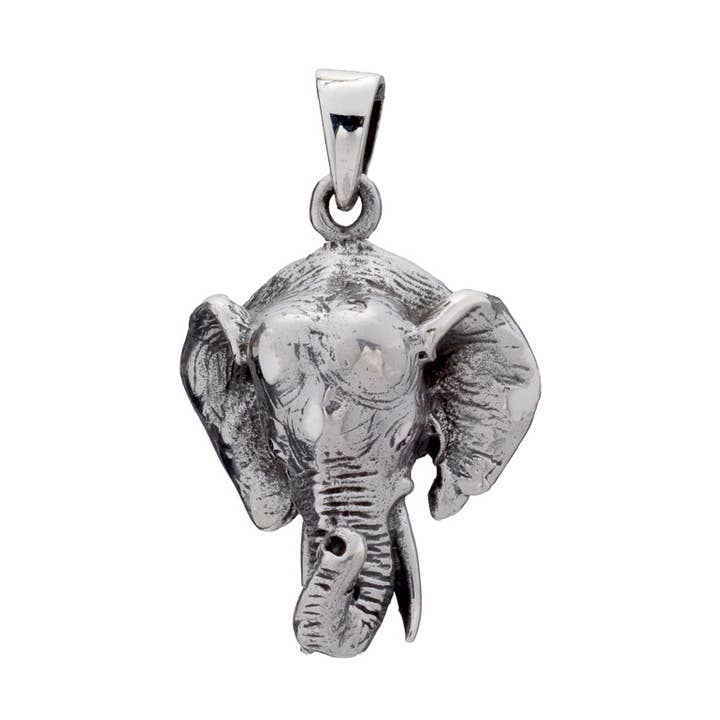 Zilveren Middelgrote Olifantenkop Hanger voor wholesale door Midhaven Ltd - Tribal Steel