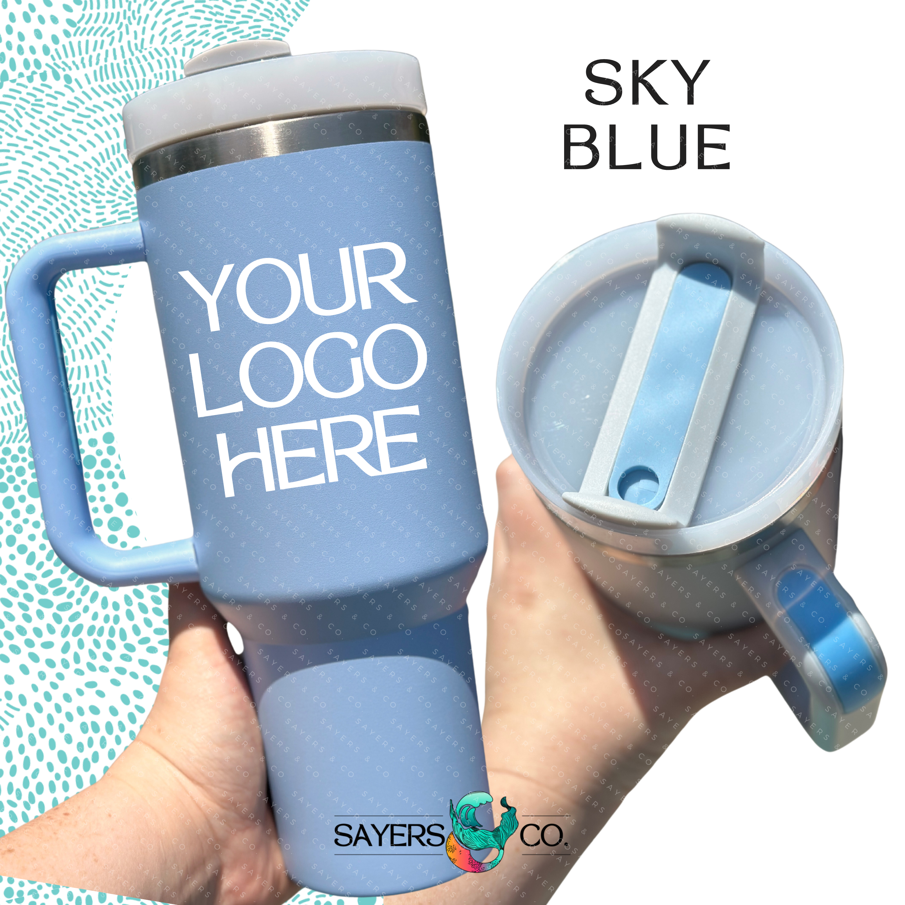 Sayers & Co. - Wholesale Insulated Mug/Tumbler - CUSTOM DECAL LOGO- 40 oz Double Walled Screw Matte Tumbler20