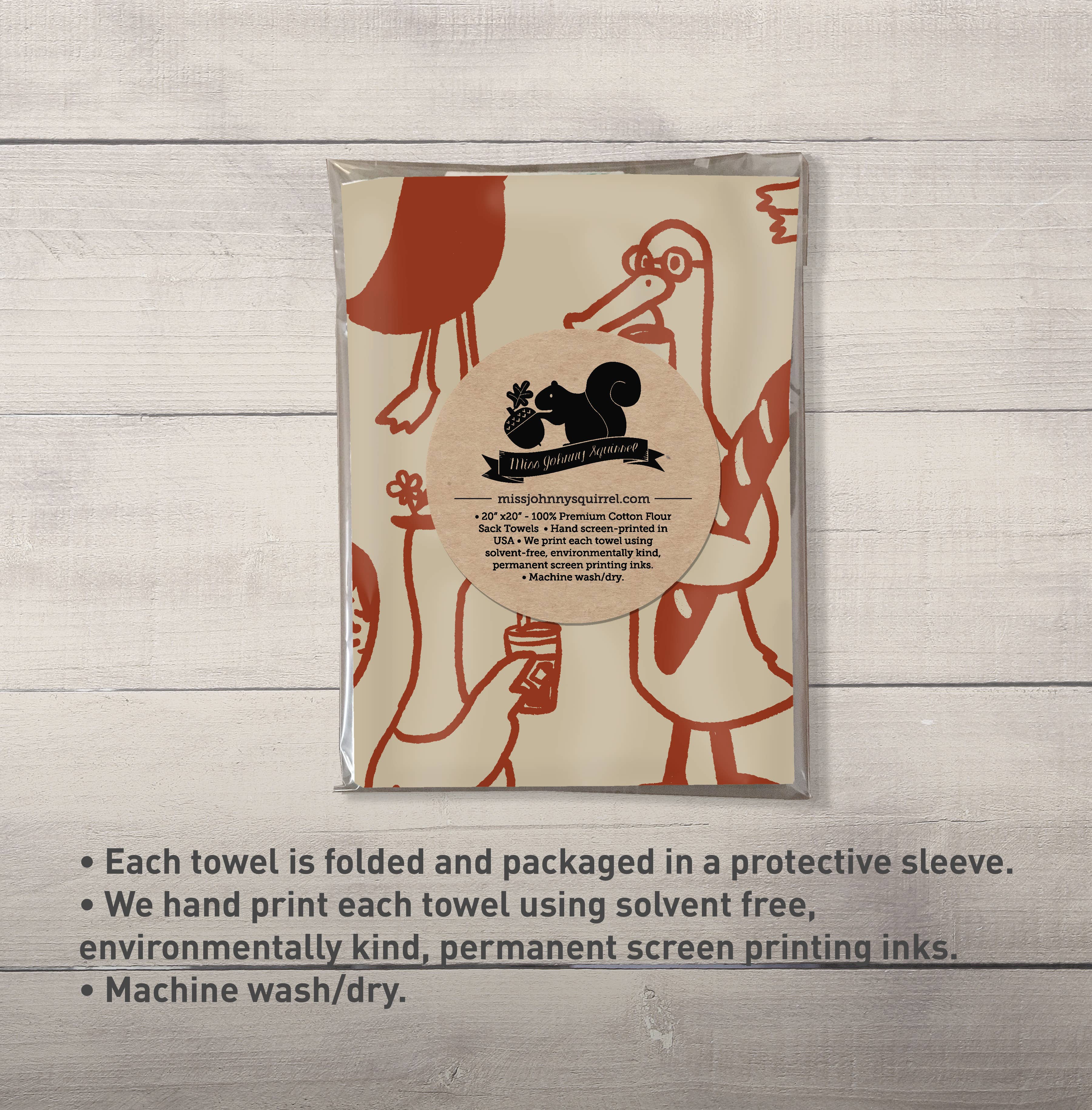 Miss Johnny Squirrel - Wholesale Tea Towel - Duck Tea Towel1