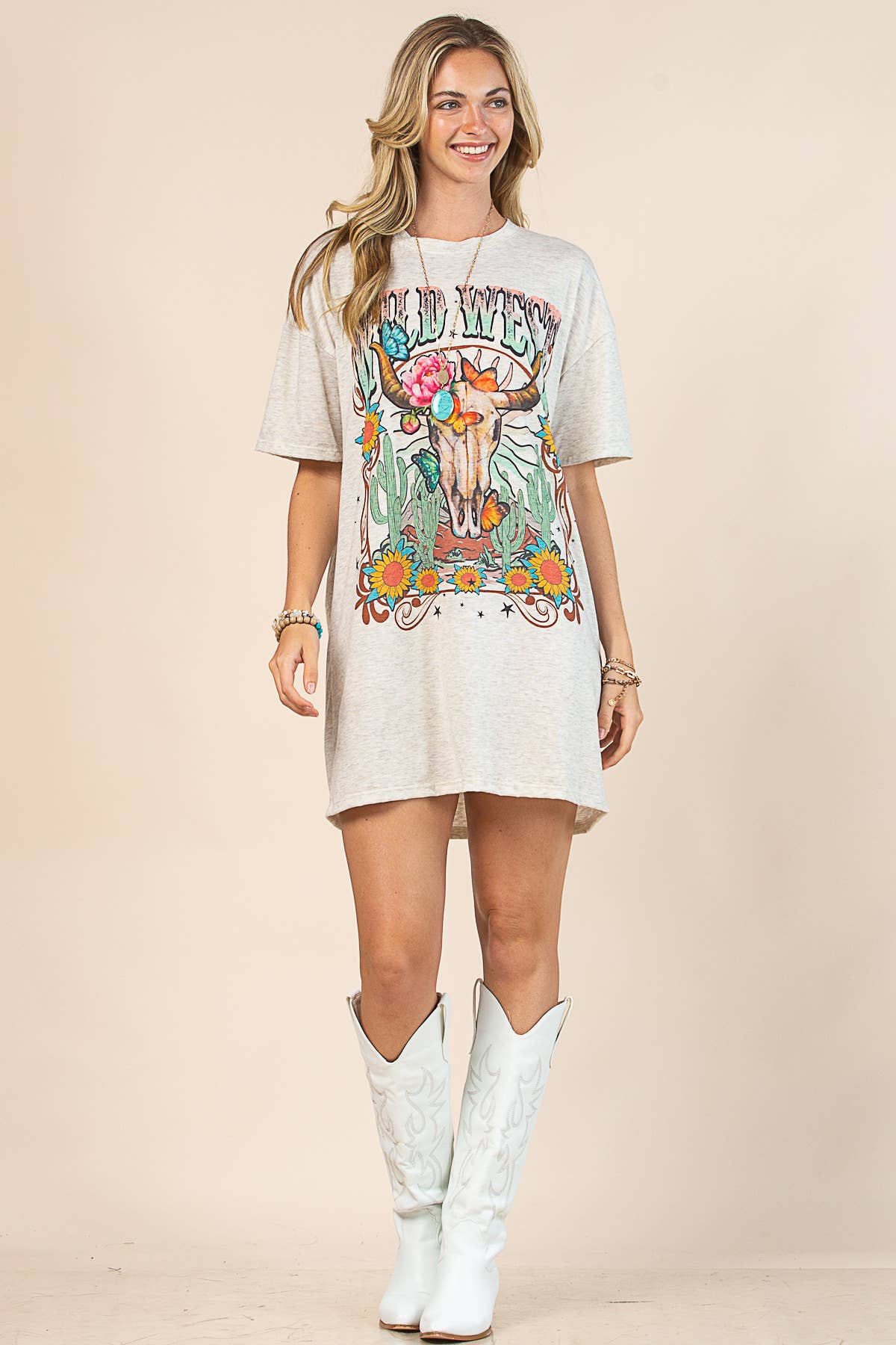 FARINA D'AVENA ABITO T-SHIRT CON GRAFICA WILD WEST AV1202-JIMENA in vendita all'ingrosso su Faire2