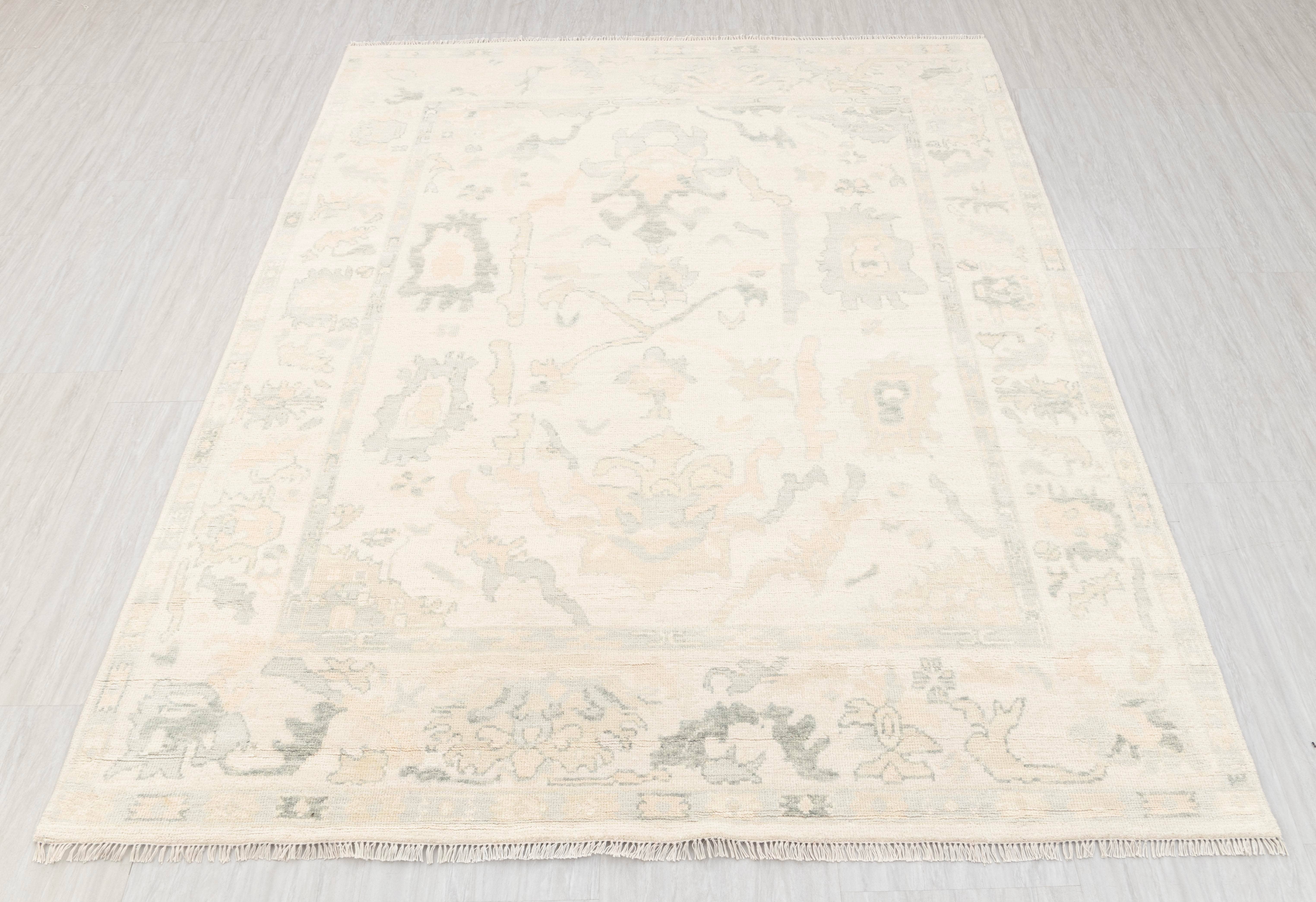 Aesthetic Homes LLC – Tapete por atacado – Tapete de Lã Oushak Creme Marfim, Feito à Mão – JC-61252