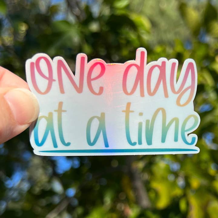 Stay Inspired with our One Day at a Time Waterproof Sticker for wholesale by September Sky Stickers