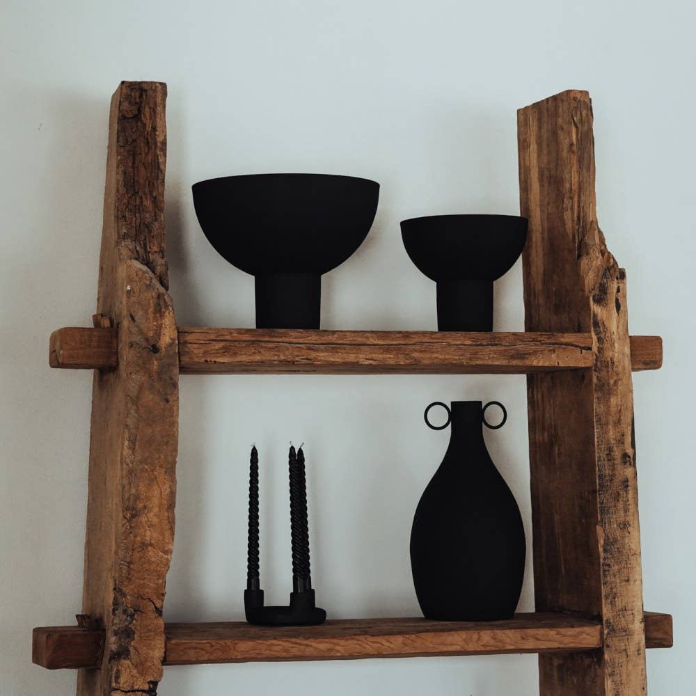 EARTHWARE - Wholesale Decorative Plate/Dish/Bowl - Black bowl on foot L2