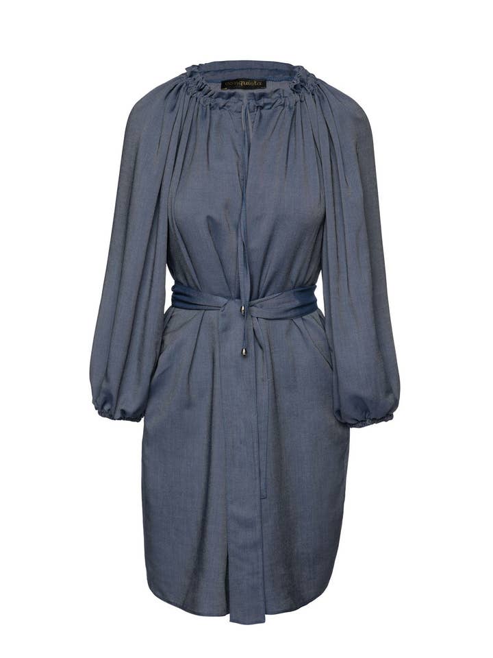 Robe en jean bleu ceinturée pour la vente par conquista