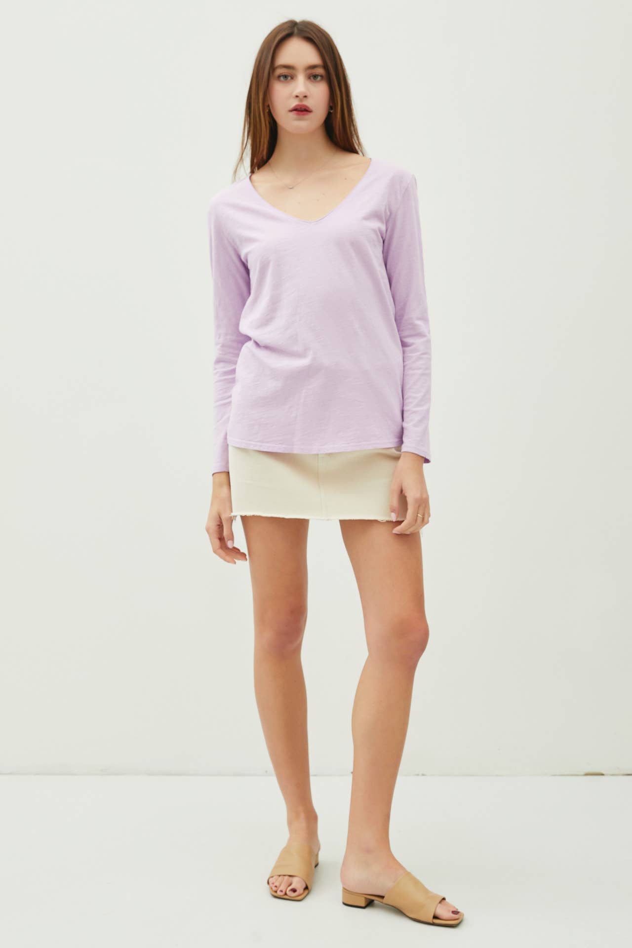 Be Cool - Wholesale T-Shirt - Women's - COTTON V-NECK LONG SLEEVE T-SHIRT1