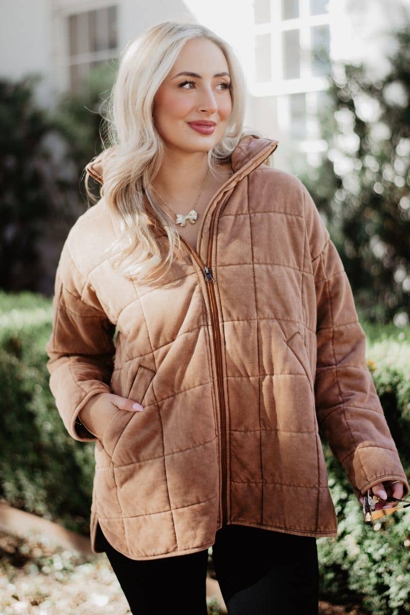 Brown Lightweight Wholesale Quilted Jacket for Women for wholesale on Faire5