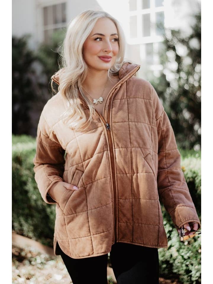 Brown Lightweight Wholesale Quilted Jacket for Women for wholesale on Faire5