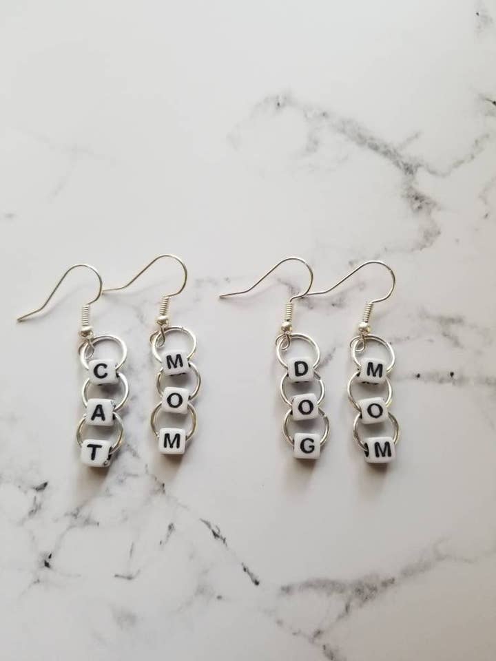 Beaded Cat Mom & Dog Mom Earrings for wholesale by Sapphire Creations