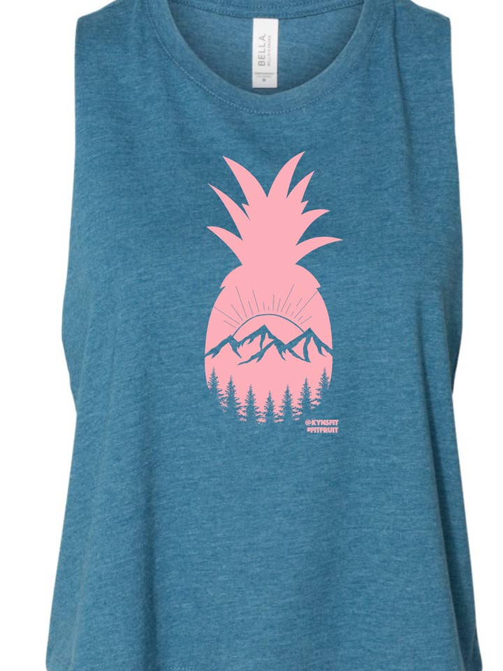 Navy Pineapple Cropped Tank for wholesale by Kompass Apparel