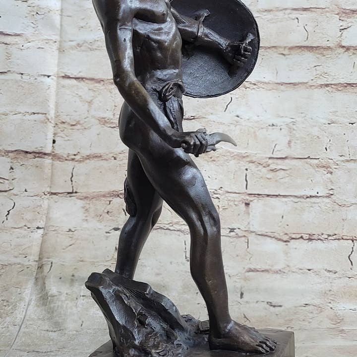Bronzhaus – wholesale Sculpture – Spartacus Roman Hoplomachus Gladiator Bronze Metal Statue Sculpture Figure 14" x 18"