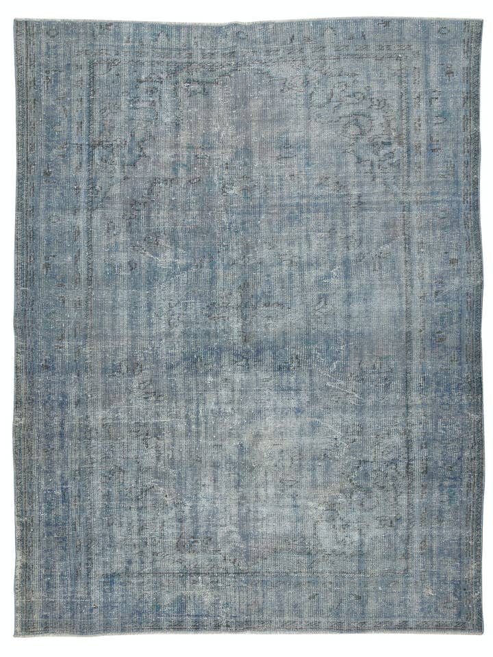 Alfombra azul de 6,6x8,6 pies, hecha a mano en Turquía. para venta al por mayor de Rug Specialist LLC.