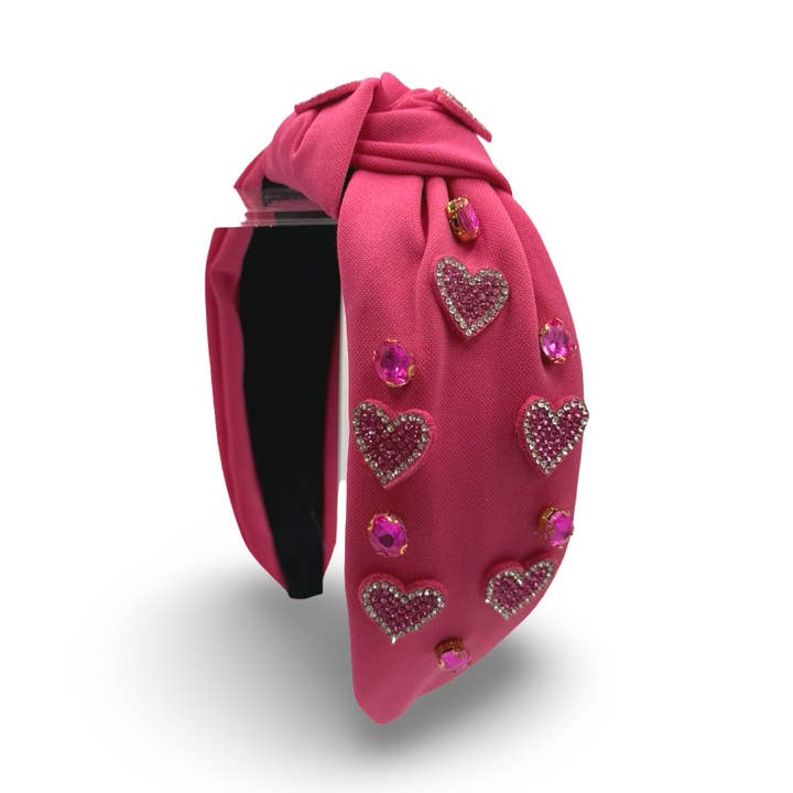Serre-tête rigide perlé Cupid's Cutie (fuchsia) pour la vente par The Happy Headband Co