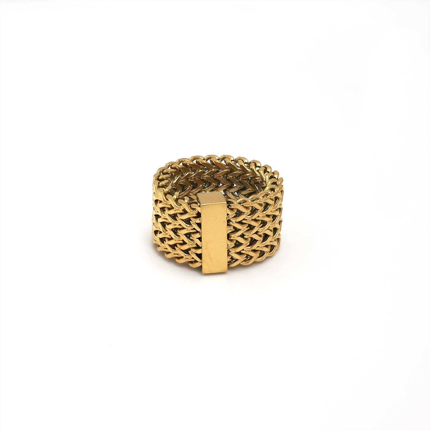 Simply Jewels - Wholesale Cocktail/Statement Ring - Gold Bold Stainless Steel Solid Size ✦  RI-00901