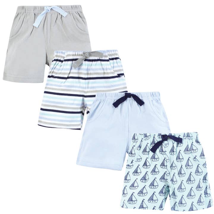 Hudson Baby Shorts Bottoms 4-Pack, Mint Sailboat for wholesale by BabyVision