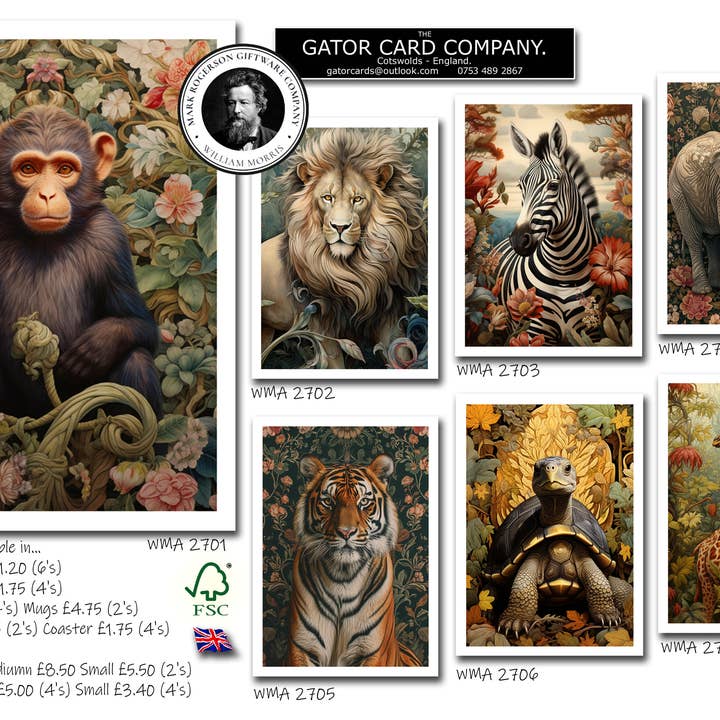 Gator cards - Vente Carte de vœux classique - Carte de vœux 7"x5" William Morris 2707.1