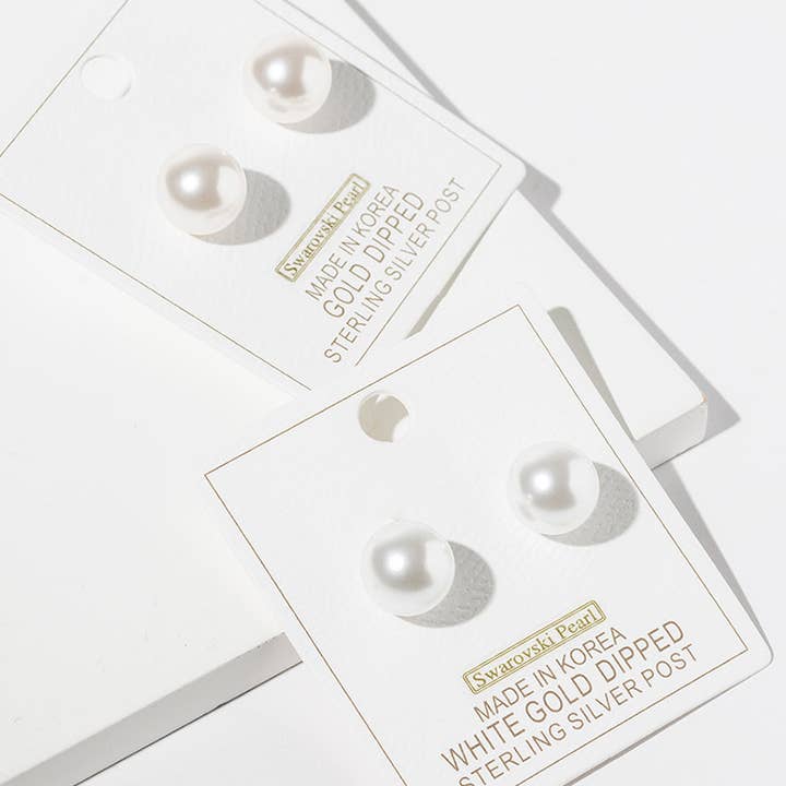 Gold Dipped Swarovski Pearl Stud Earrings for wholesale by Sensibling Corp.