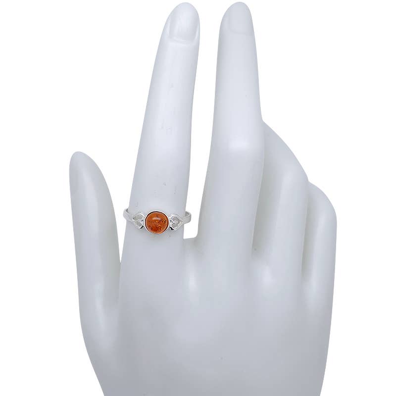 Amberman - Vente Solitaire - Bague en argent sterling et ambre cognac1