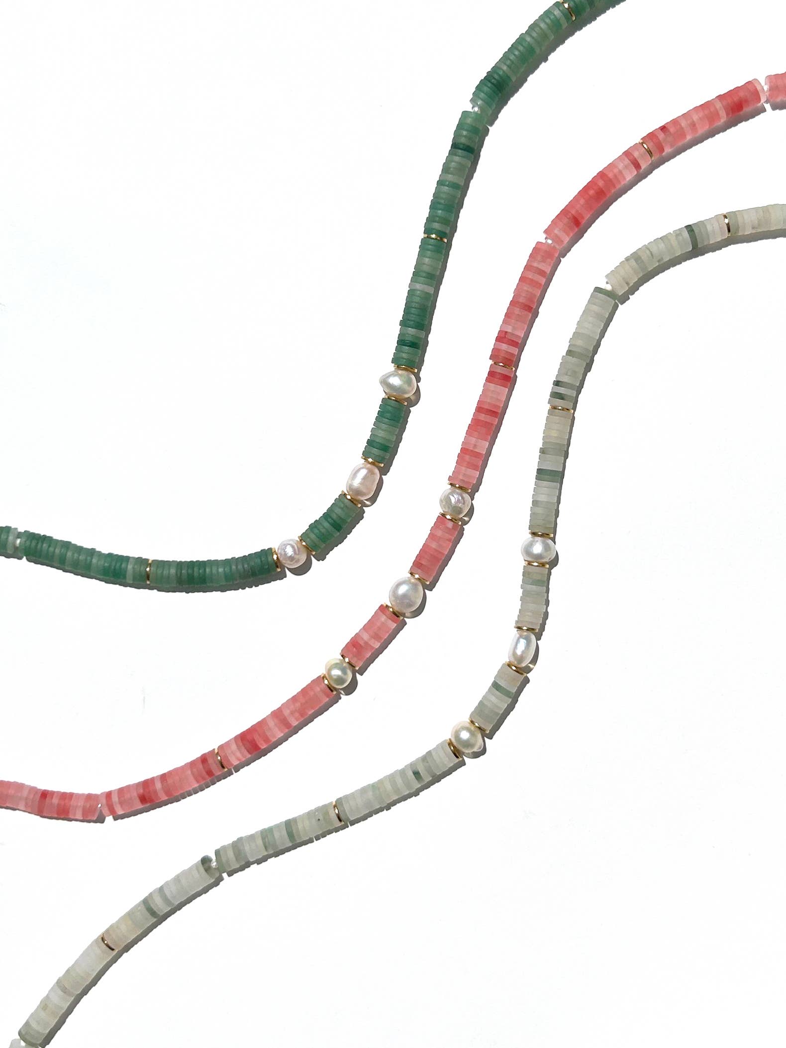 Kaylie Dawn Jewelry - Wholesale Beaded/Pearl Necklace - Madaket Handmade Heishi Gemstone & Pearl Necklace - 5 Colors9