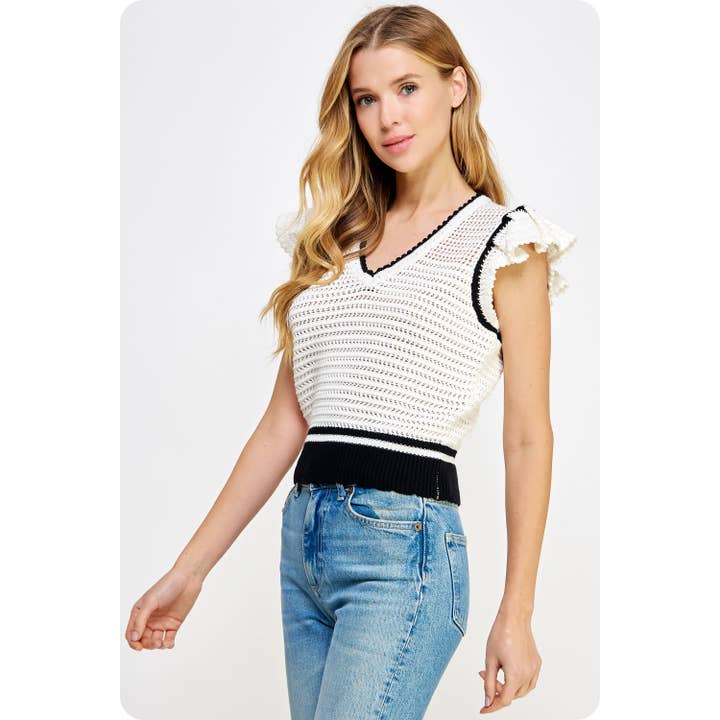 Strut & Bolt - Vente Haut en maille – femme - Haut en tricot à tissage ouvert au crochet2