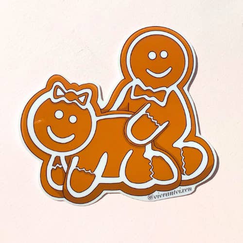 Gingerbread Adult Die Cut Vinyl Sticker, Sex Positive Art for wholesale by Vivrant Vixen