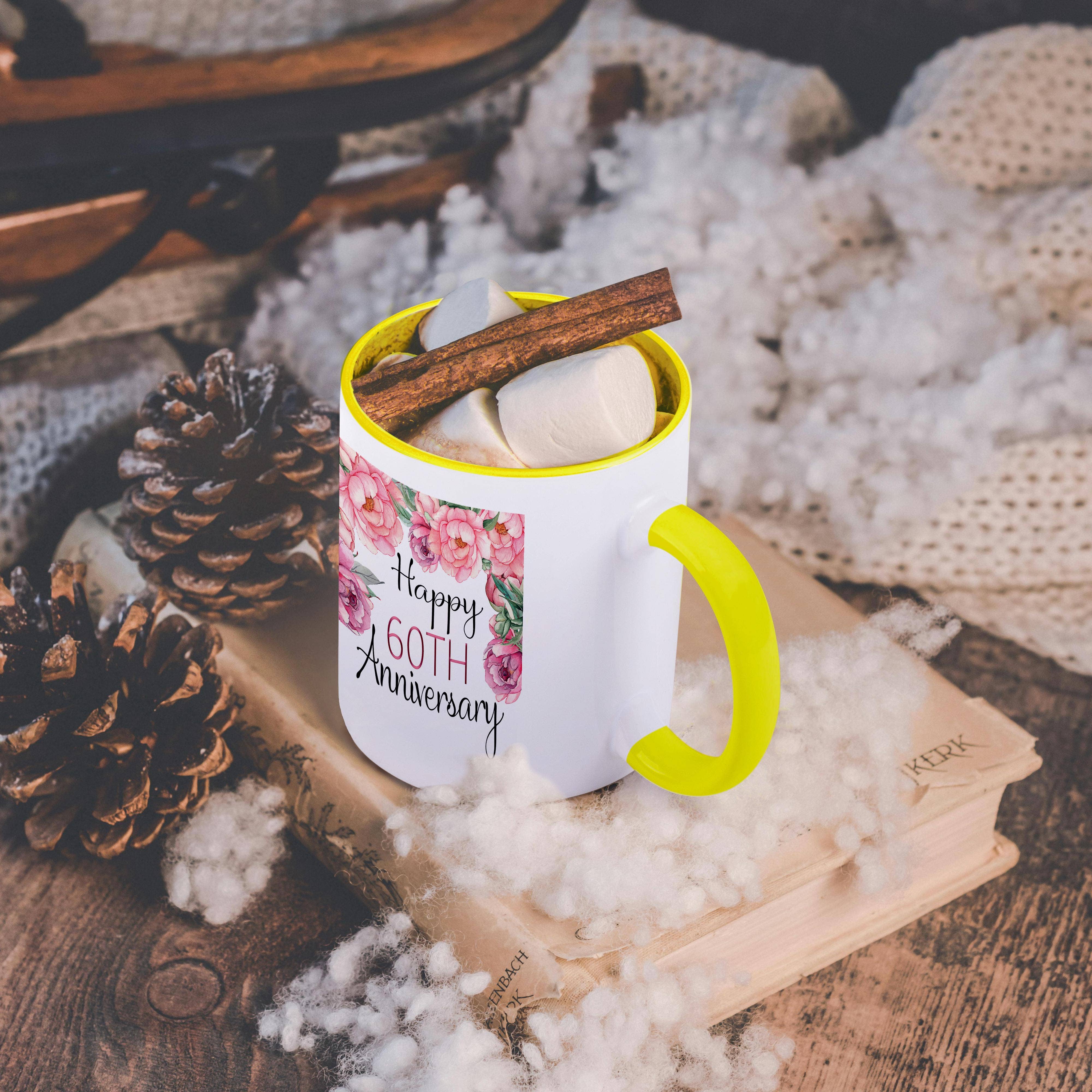 3dRose - Wholesale Coffee Mug - 3dRose, Happy 60th Anniversary Pretty Pink Peony Floral, Mug5