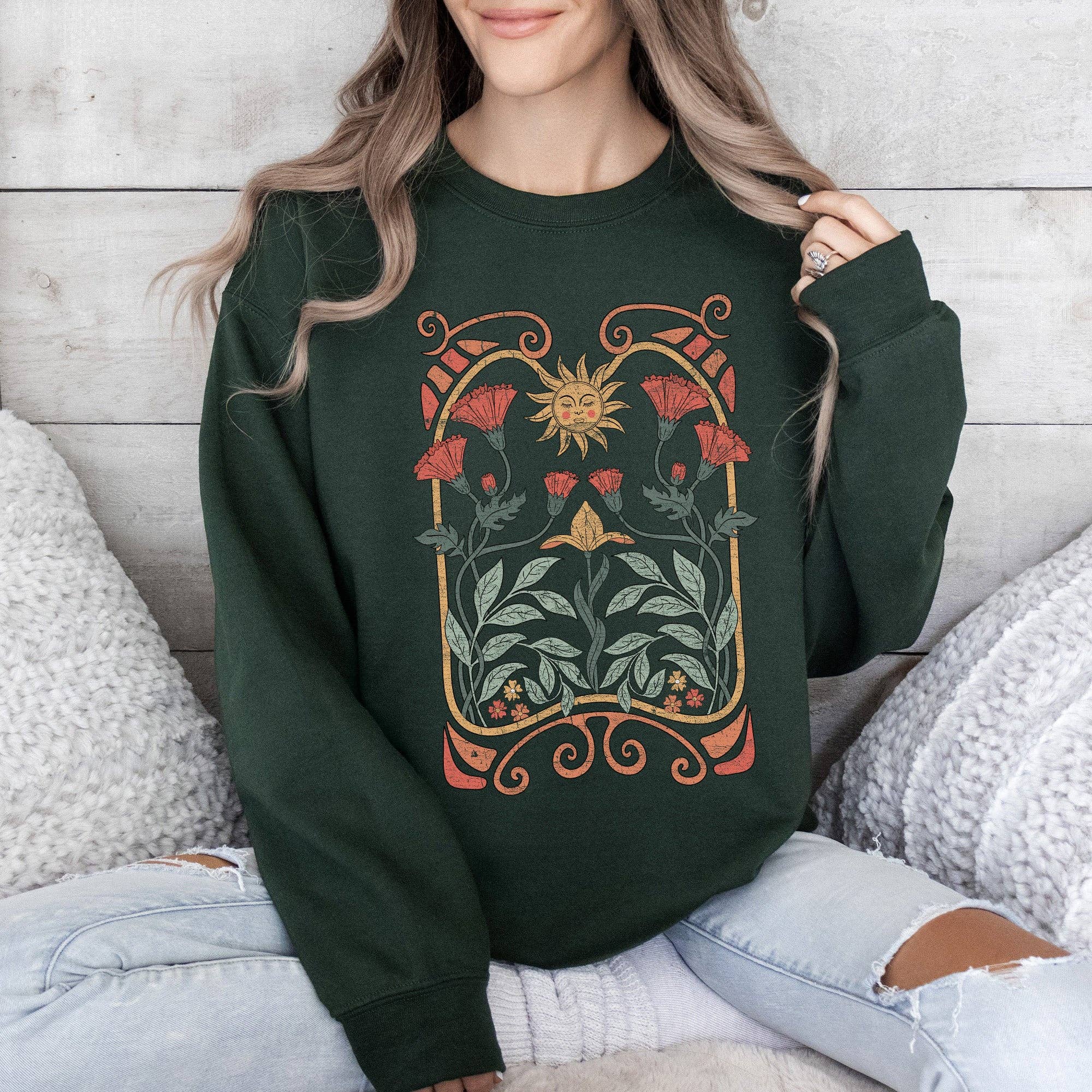 Refinery Number One LLC - Venta al por mayor Sudadera estampada - Mujer - Sudadera colorida con diseño Art Deco de estilo Art Nouveau celestial7