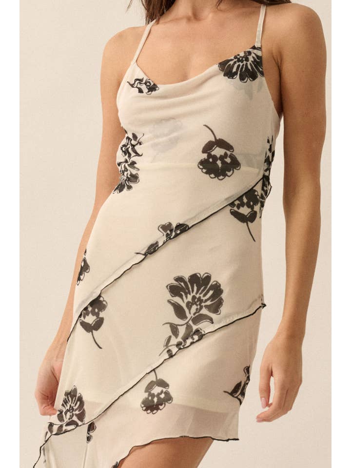 Promesa USA - Wholesale Dress - Women's - Floral Asymmetrical Hem Knit Mini Dress9