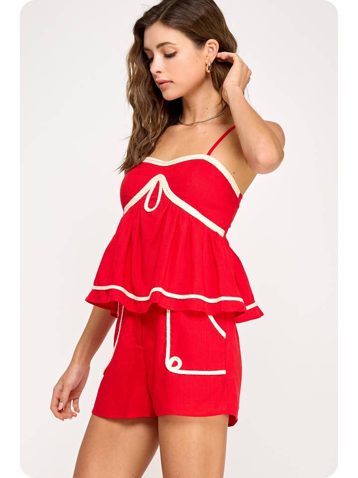 Strut & Bolt - Venta al por mayor Blusa - Mujer - Cami de lino sin mangas con detalle de ribete trenzado1