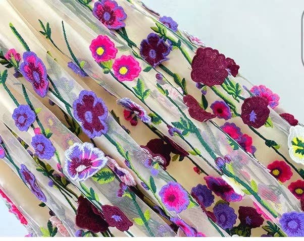 Multi Colored SK028Y Ethereal 3D Embroidered Fairy Skirt - Spring/Autumn for wholesale on Faire7