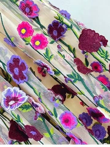 Multi Colored SK028Y Ethereal 3D Embroidered Fairy Skirt - Spring/Autumn for wholesale on Faire7