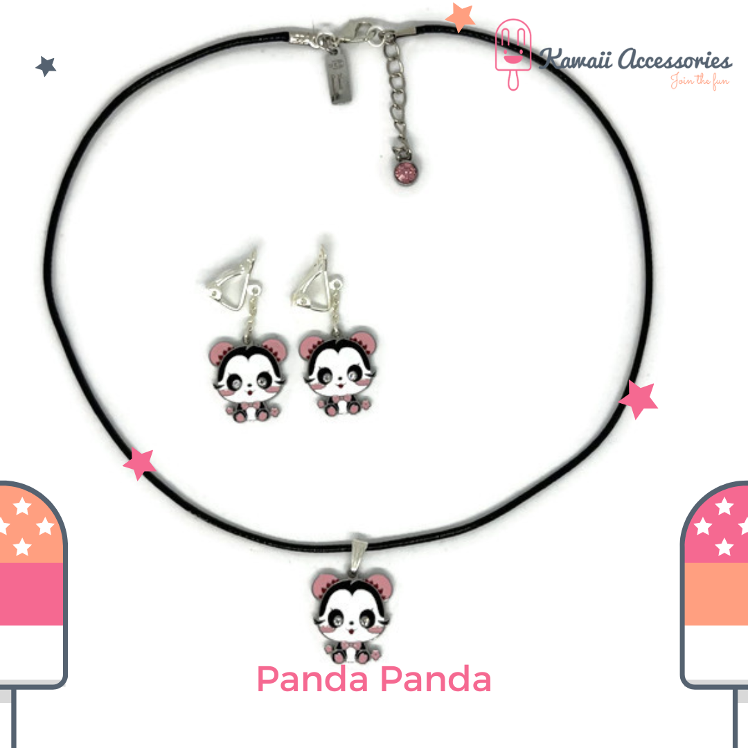 Kawaii Accessories by Kuroji - Wholesale Jewelry Set - Charming Panda Panda - Kawaii accessory set1