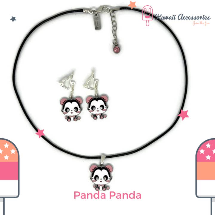Kawaii Accessories by Kuroji - Wholesale Jewelry Set - Charming Panda Panda - Kawaii accessory set1