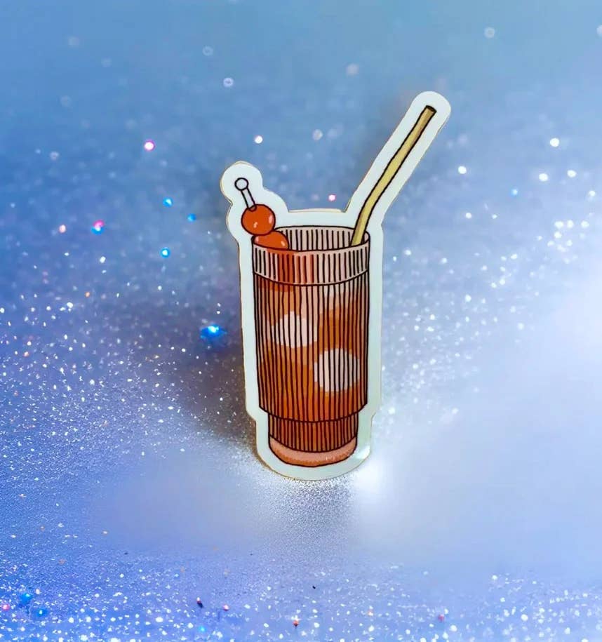 Pancake Press - Wholesale Sticker - Shirley Temple Cocktail Sticker | 3.5" Glossy Vinyl Drink