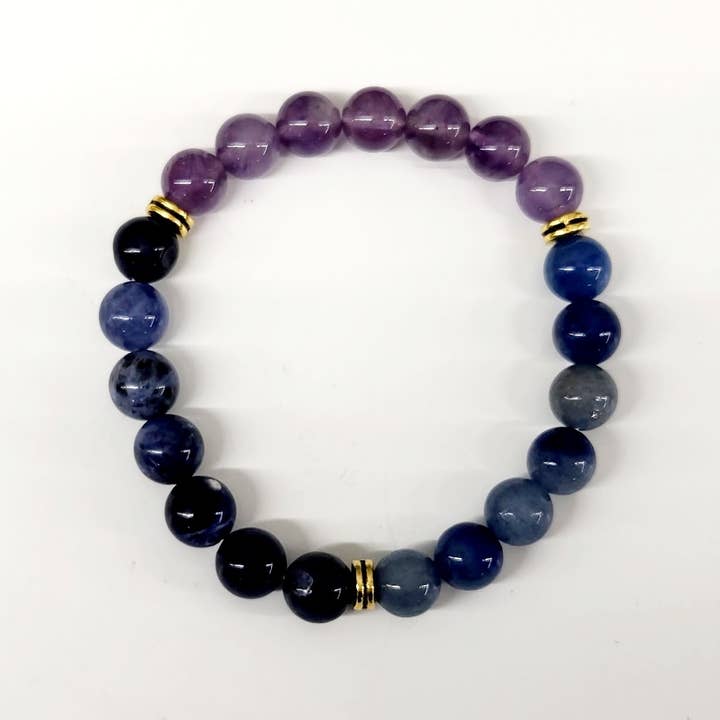Meraki Gemstones - Wholesale Beaded Bracelet - ANXIETY RELIEF - Blue Aventurine/Sodalite/Amethyst Bracelet