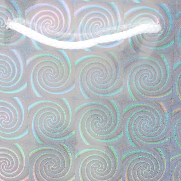 Inca UK - Wholesale Gift Bag - Silver Holographic Paper Gift Bag With Tag 15x12x6cm. 2