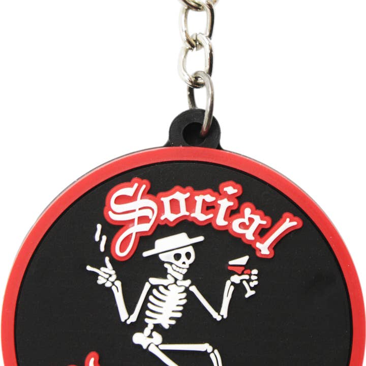 Square Deal Recordings & Supplies - Wholesale Keychain - Unisex - Rubber Keychain - Social Distortion - Dancing Skeleton