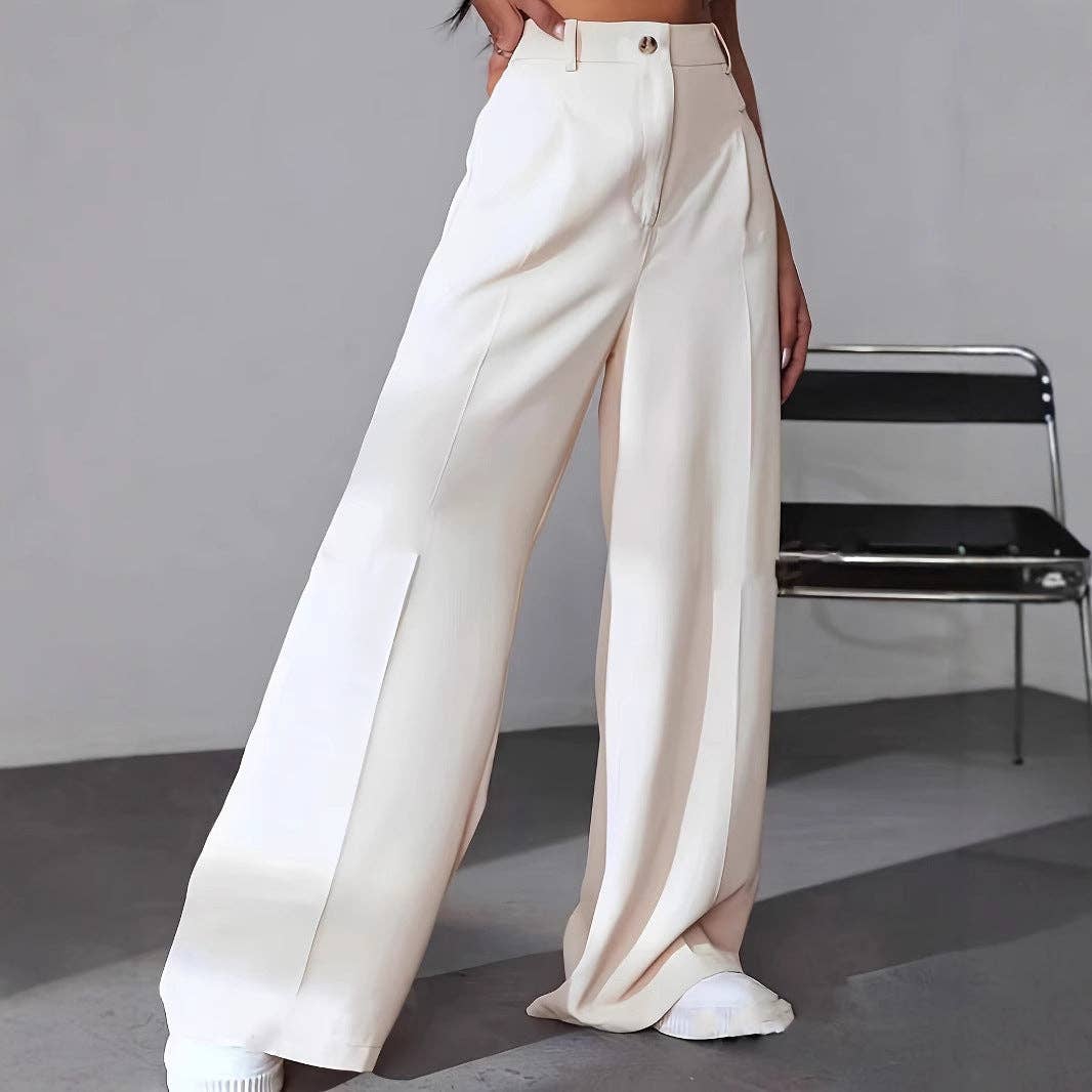 EmberLoom - Wholesale Pants - Women's - Women Solid Color Casual Tailored Straight Leg Pants8