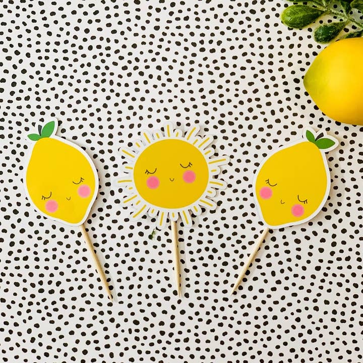 Citroner & Sunshine Cupcake Toppers 24 Tælle for engroshandel hos Top This Party Co.