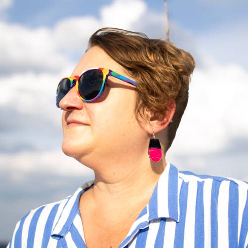 Upcycled Vinyl Record Earrings - Small Dangle - Flat Oval for wholesale by reVinyled