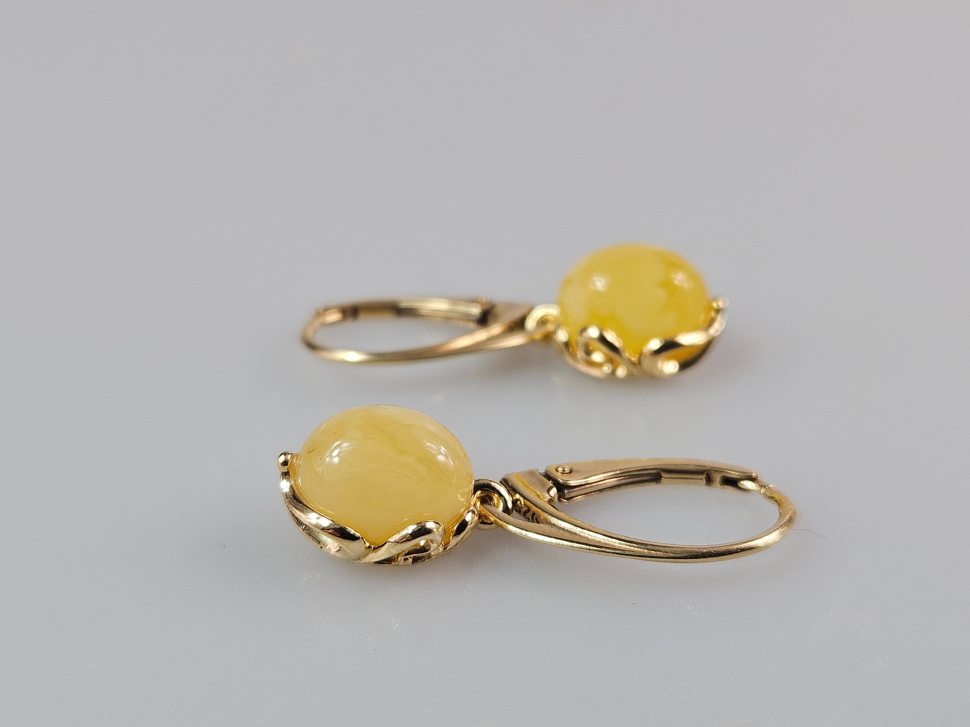 AmberLithuania - Wholesale Dangle Earrings - White Baltic amber Earrings Gift for women Gold jewellery5