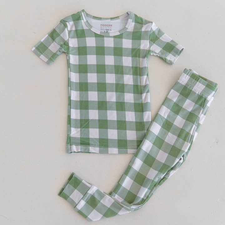 Bamboe Set | gingham voor wholesale door Modern Roots Kids Co.