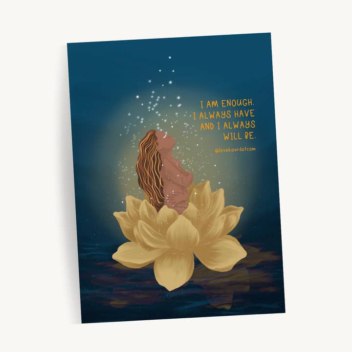love, KAUR - Wholesale Postcard - Postcard - I Am Enough - Affirmation0
