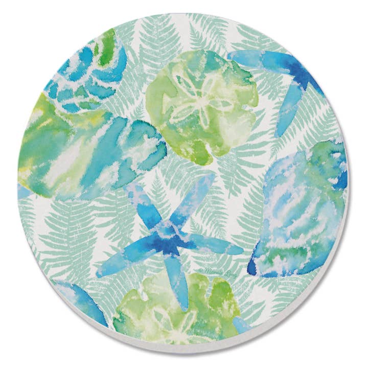 Isla Mona Round Absorbent Stone Coaster 4pk for wholesale by CounterArt/Highland Home/Thirstystone