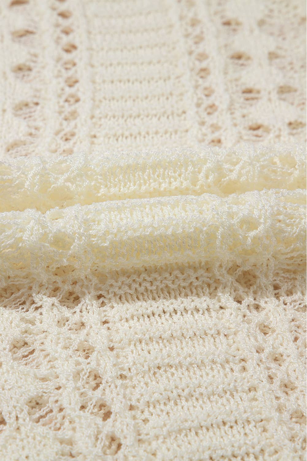 White Hollow Out Knit Bracelet Sleeve Drop Shoulder Sweater for wholesale on Faire8