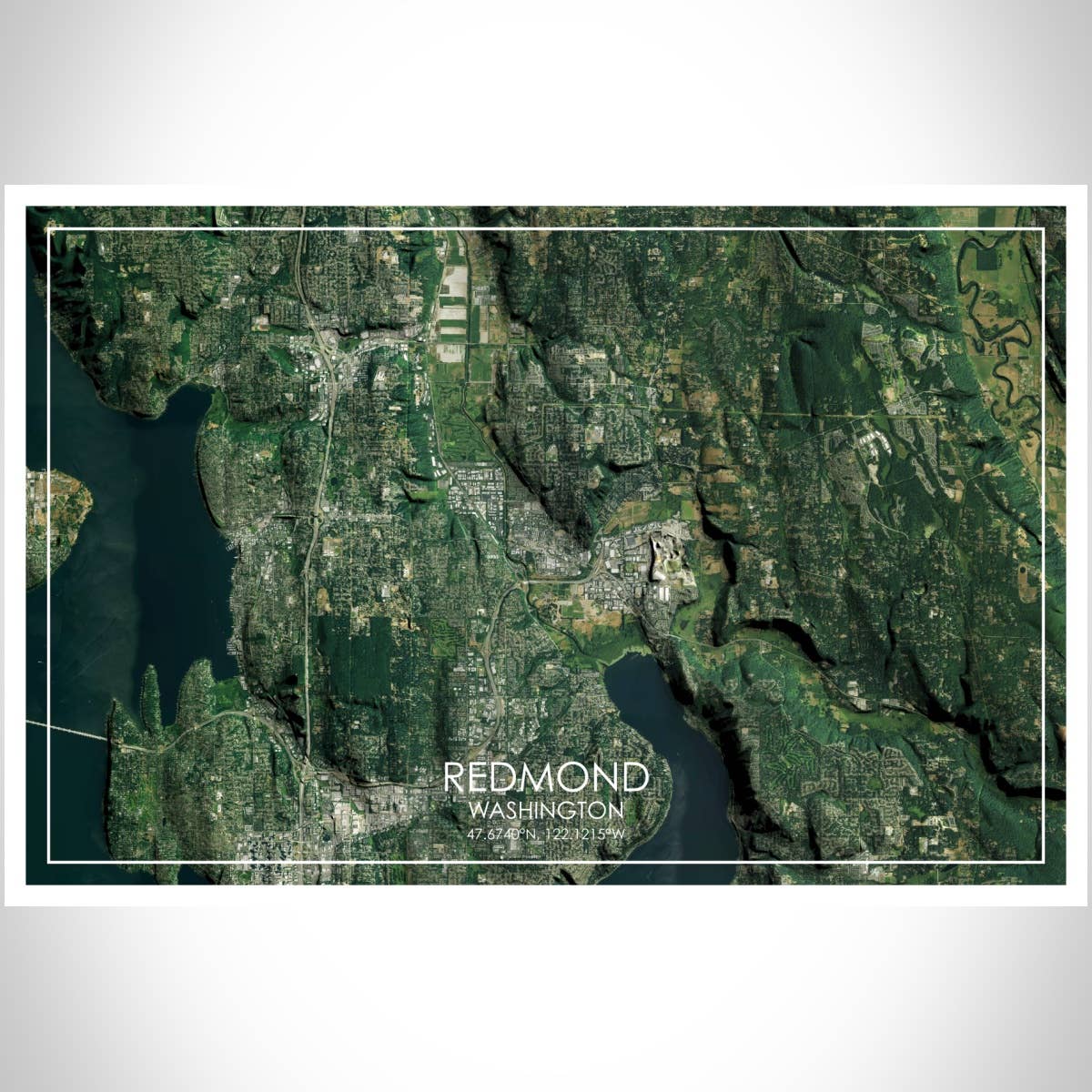 JACE.design - Wholesale Art Print - Redmond WA Map Print Satellite2
