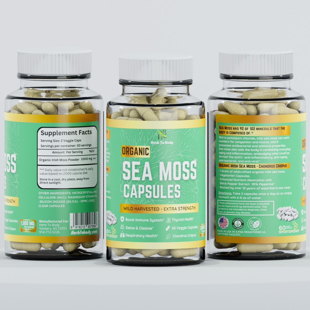 Herb To Body - Wholesale Oral Supplement/Vitamin - Organic Sea Moss Capsules (60 Cap) | Vitamins & Mineral Rich6