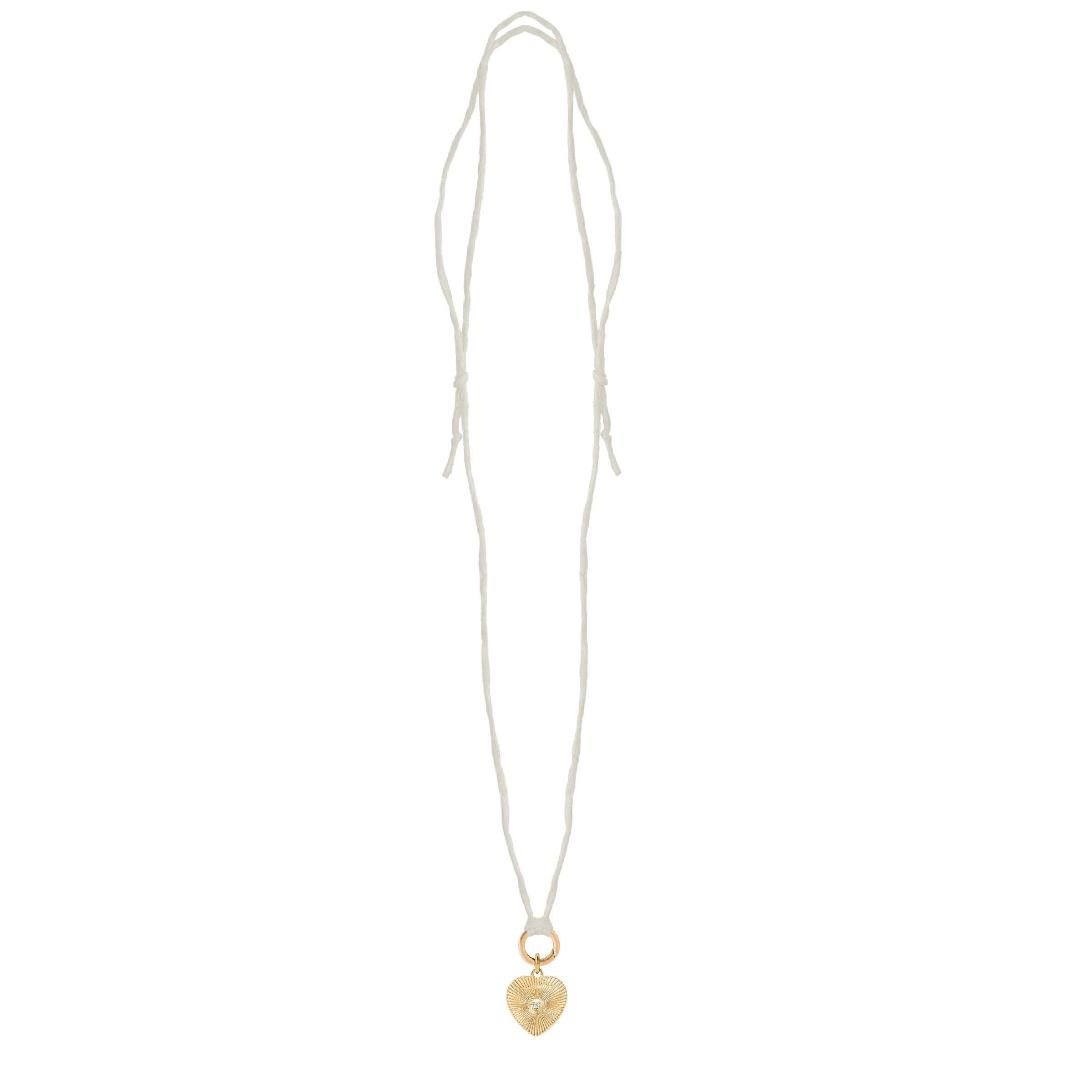 Mint + Sky - Wholesale Pendant/Charm Necklace - Handpainted Real Silk Cord with Charm Keeper and Crystal Heart (Five Colors)6